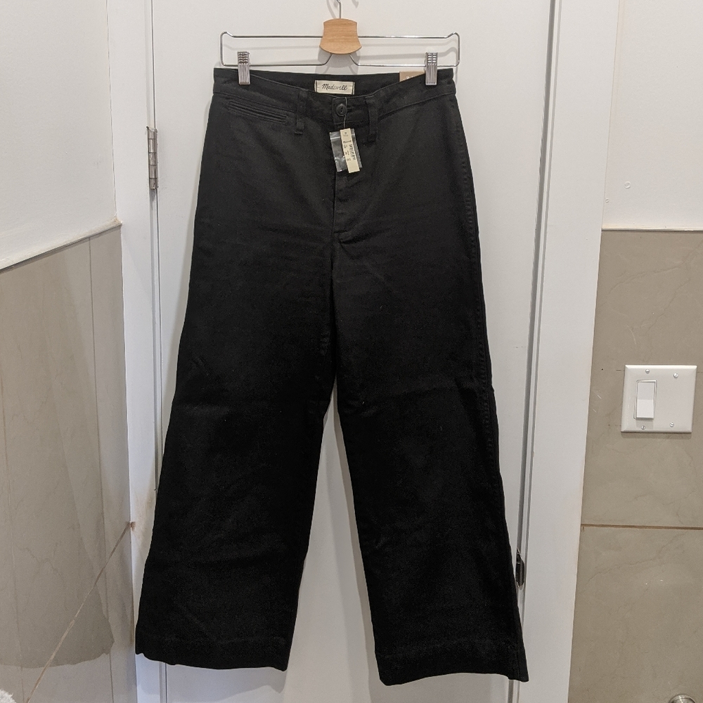 NWT Madewell Black Wide Leg Crop Pants 27T